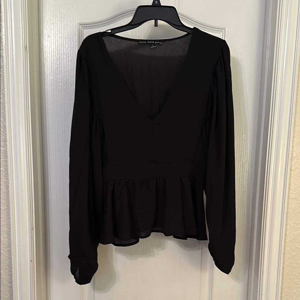 Elegant Black V-Neck Blouse